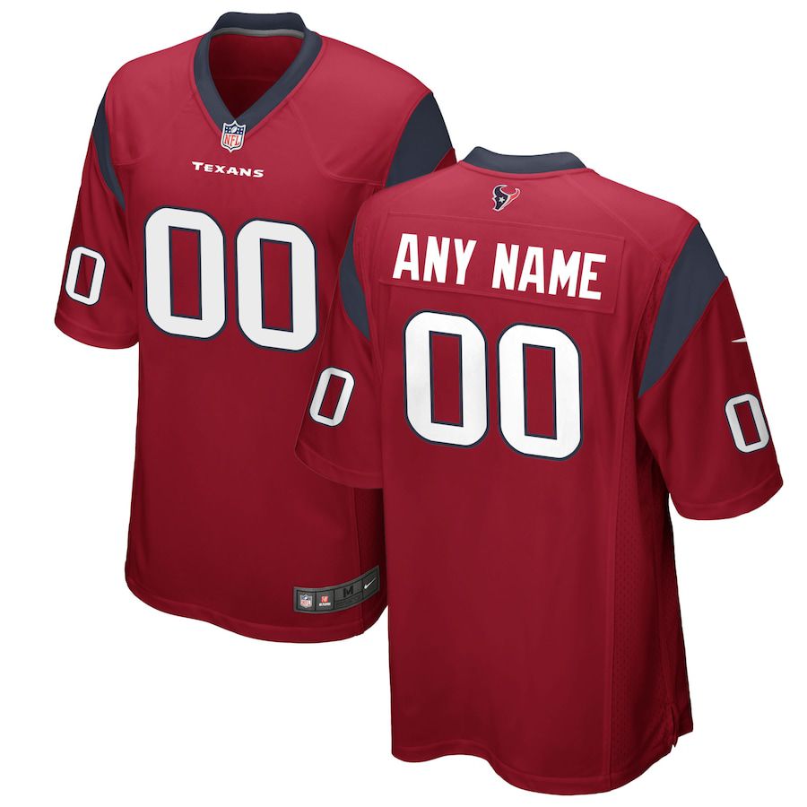 Men Houston Texans Nike Red Alternate Custom Game NFL Jersey->->Custom Jersey